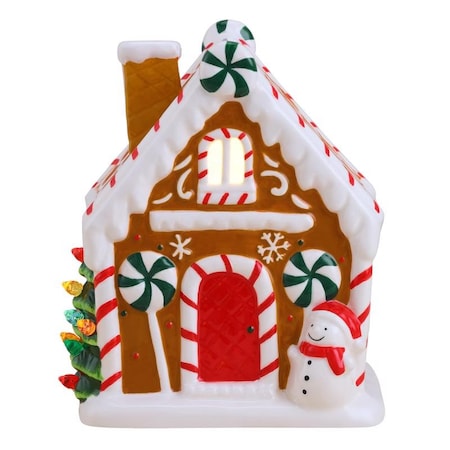 Mr. Christmas Mr. Christmas LED Brown Ceramic Gingerbread House Christmas Village 7 in. 10903AC